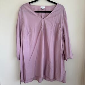 J. Jill Tunic Top Lavender Purple Sz XL Side Slit Long Sleeve